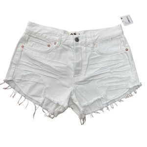 Free People Loving Good Vibrations Spring White Cut Off Shorts Size 27